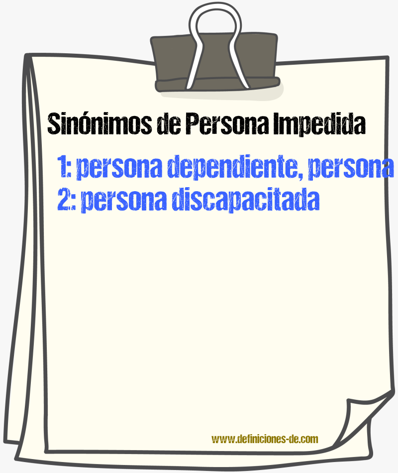 Sinónimos de persona impedida