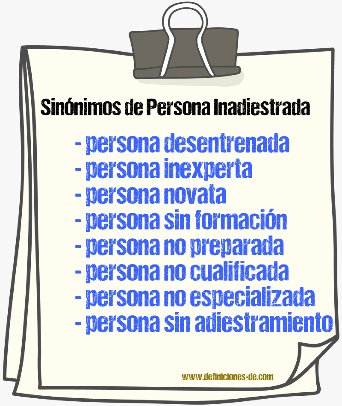 Sinónimos de persona inadiestrada