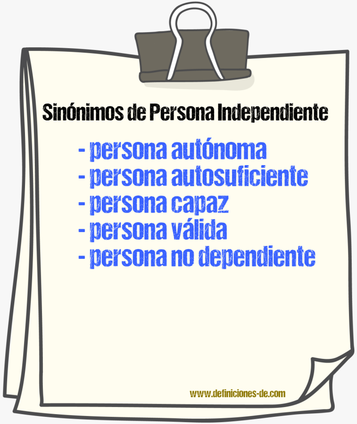 Sinónimos de persona independiente