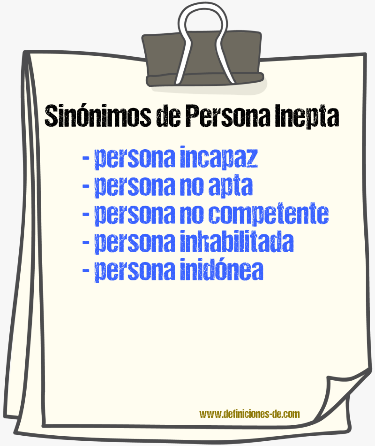 Sinónimos de persona inepta