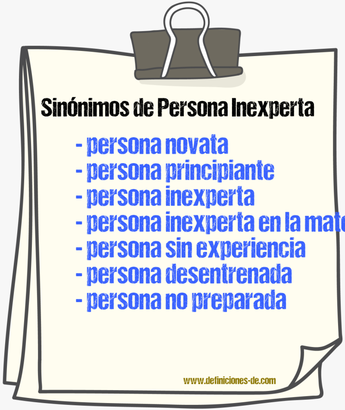 Sinónimos de persona inexperta