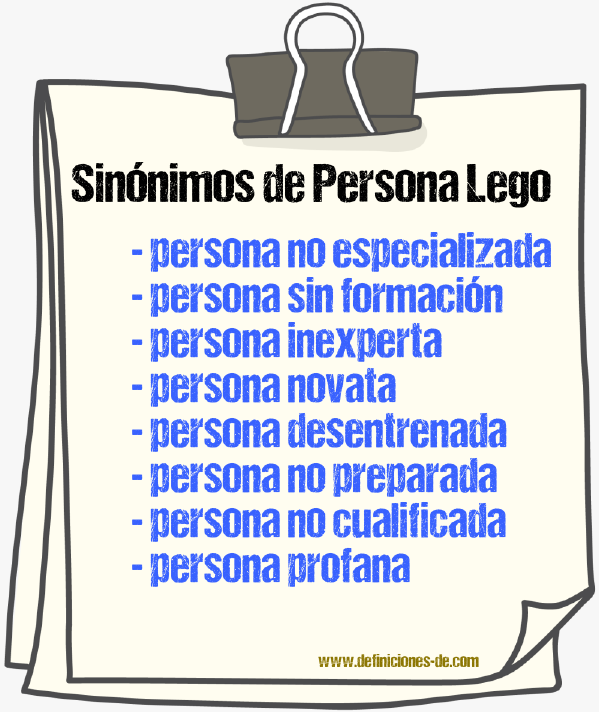 Sinónimos de persona lego