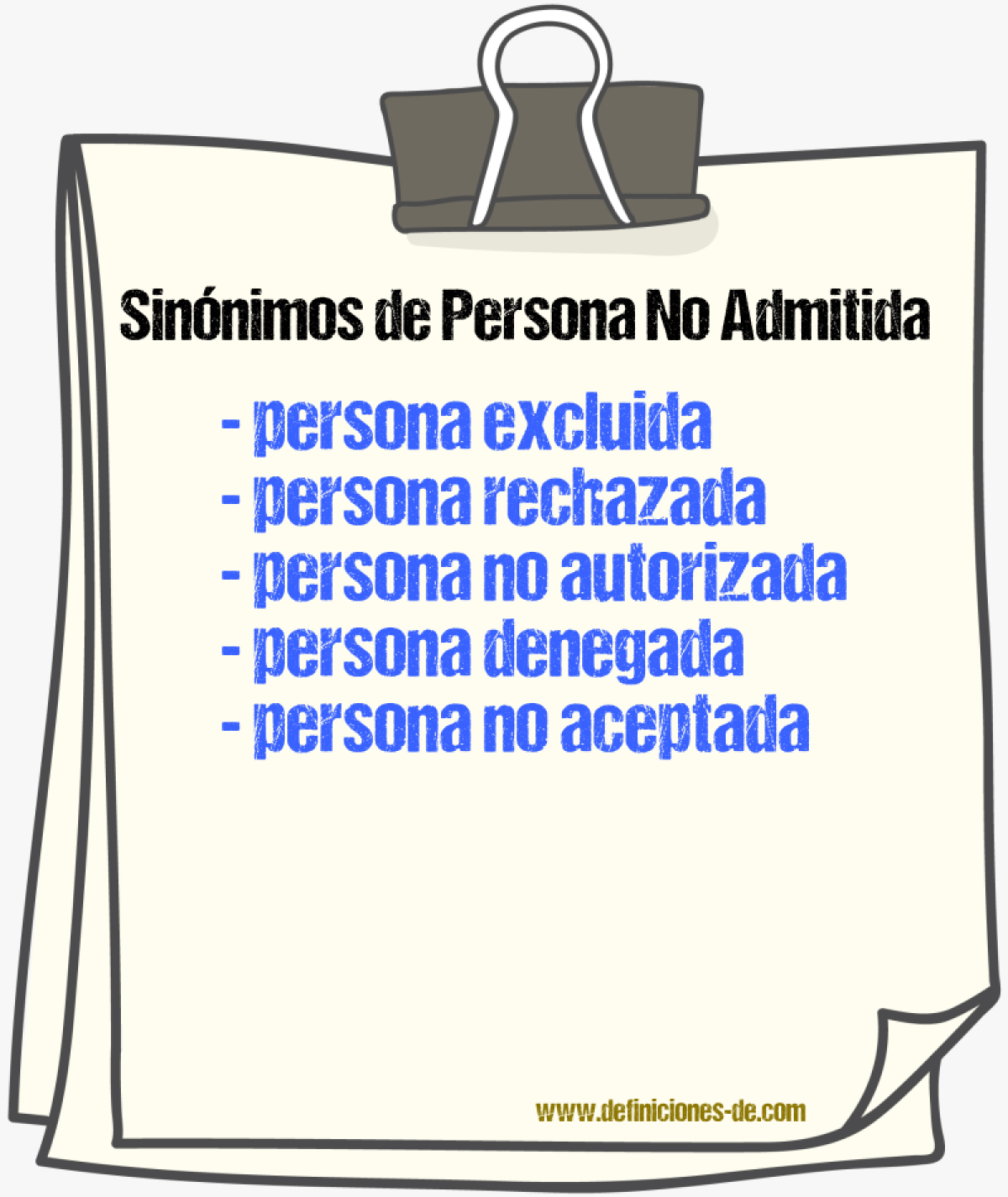 Sinónimos de persona no admitida