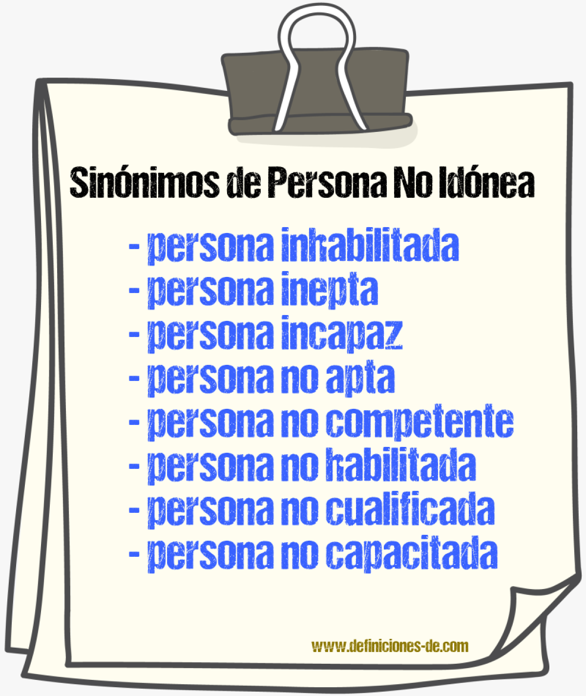 Sinónimos de persona no idónea