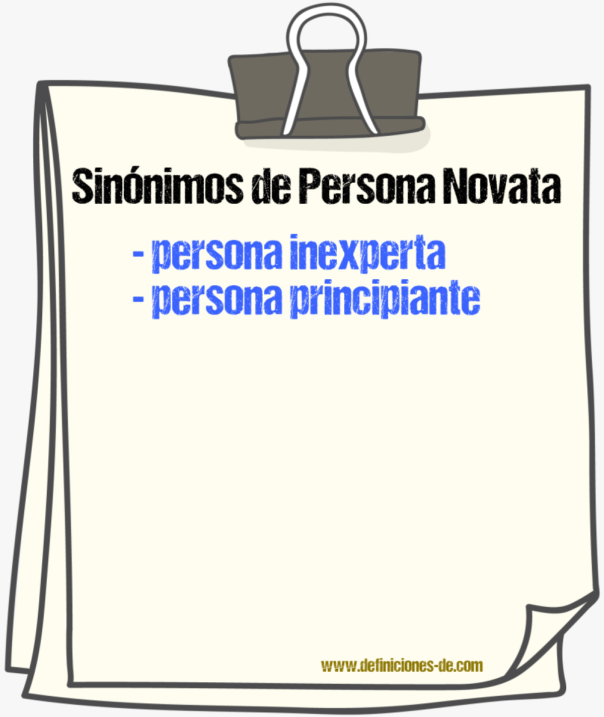 Sinónimos de persona novata