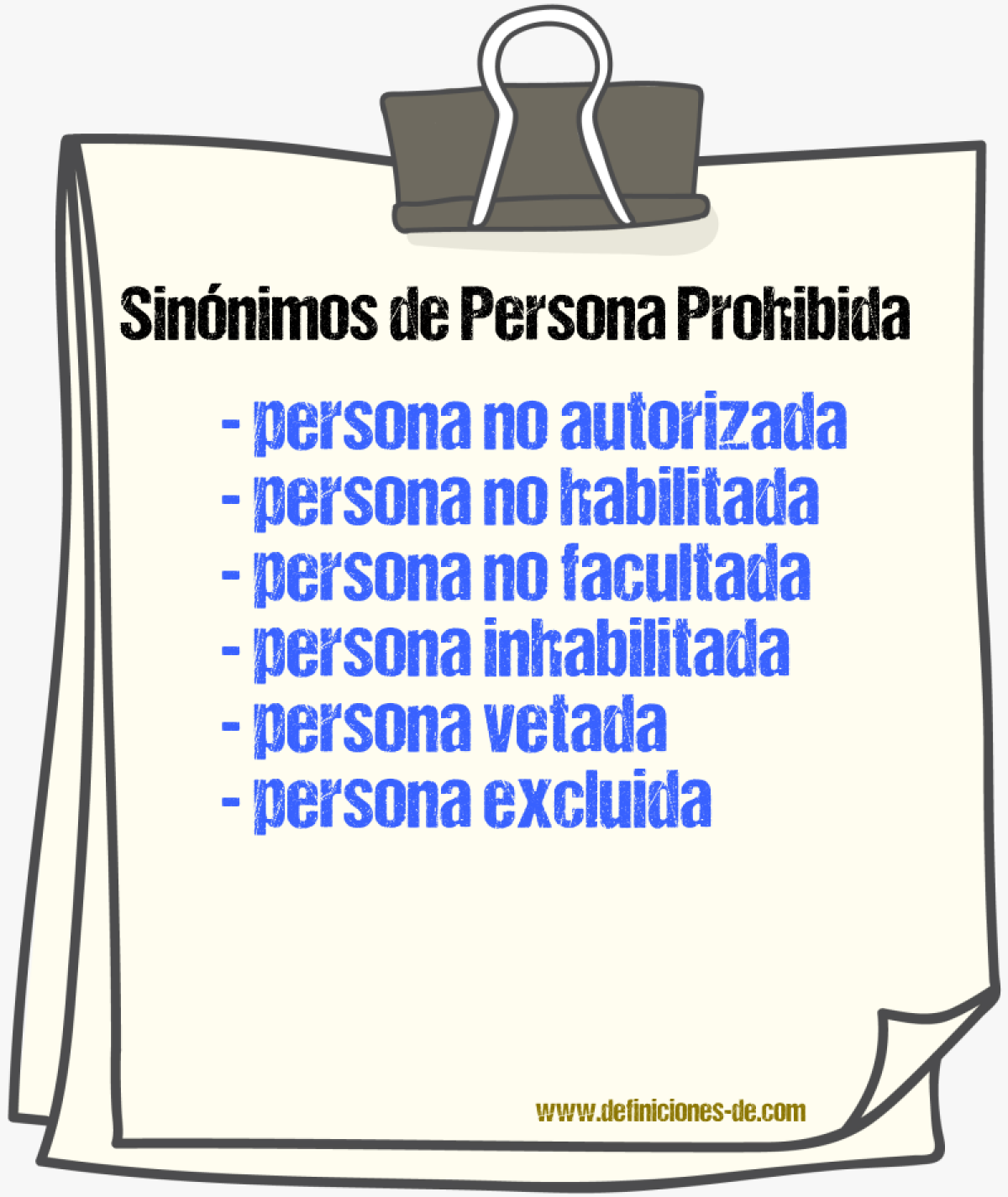 Sinónimos de persona prohibida