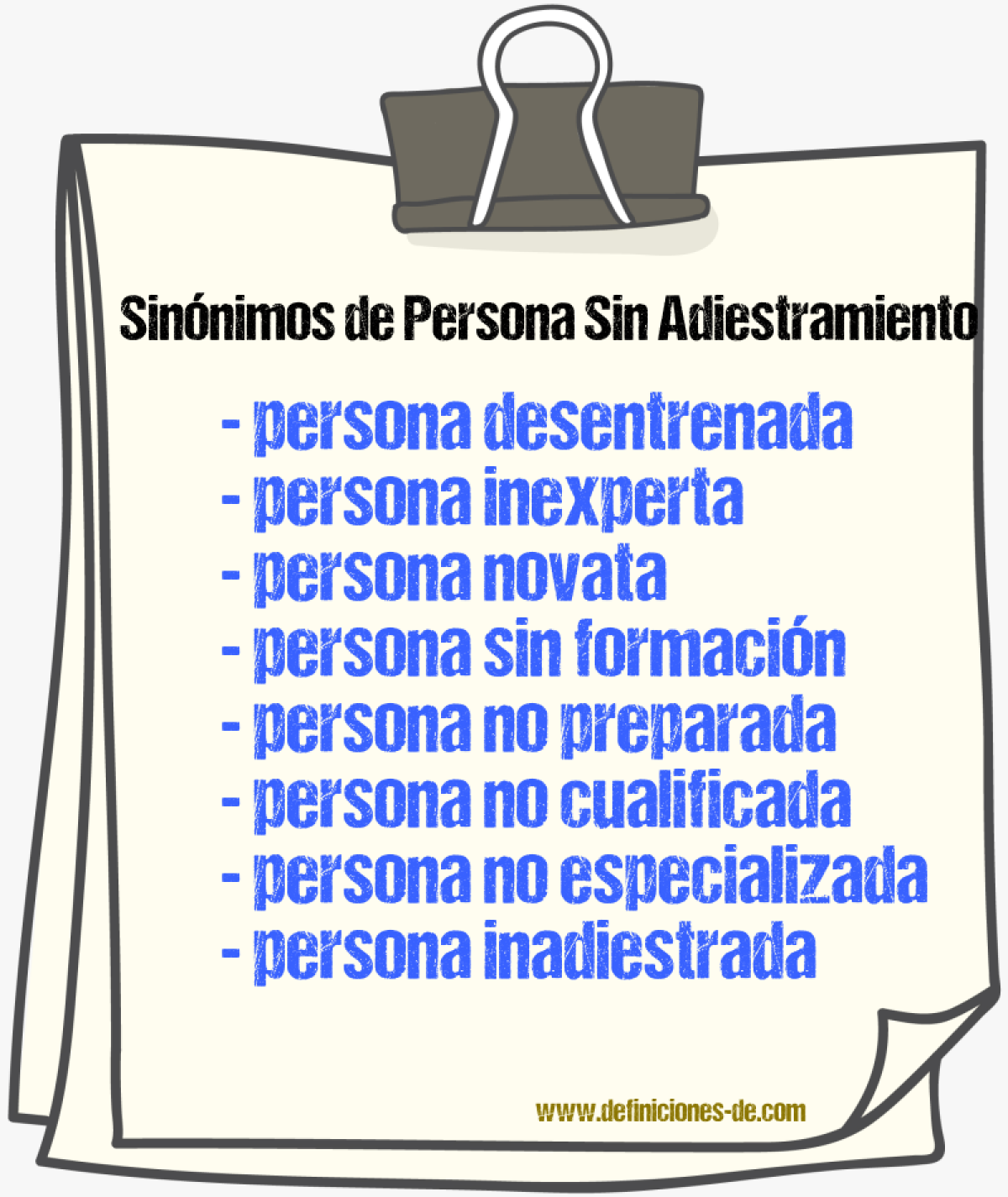 Sinónimos de persona sin adiestramiento