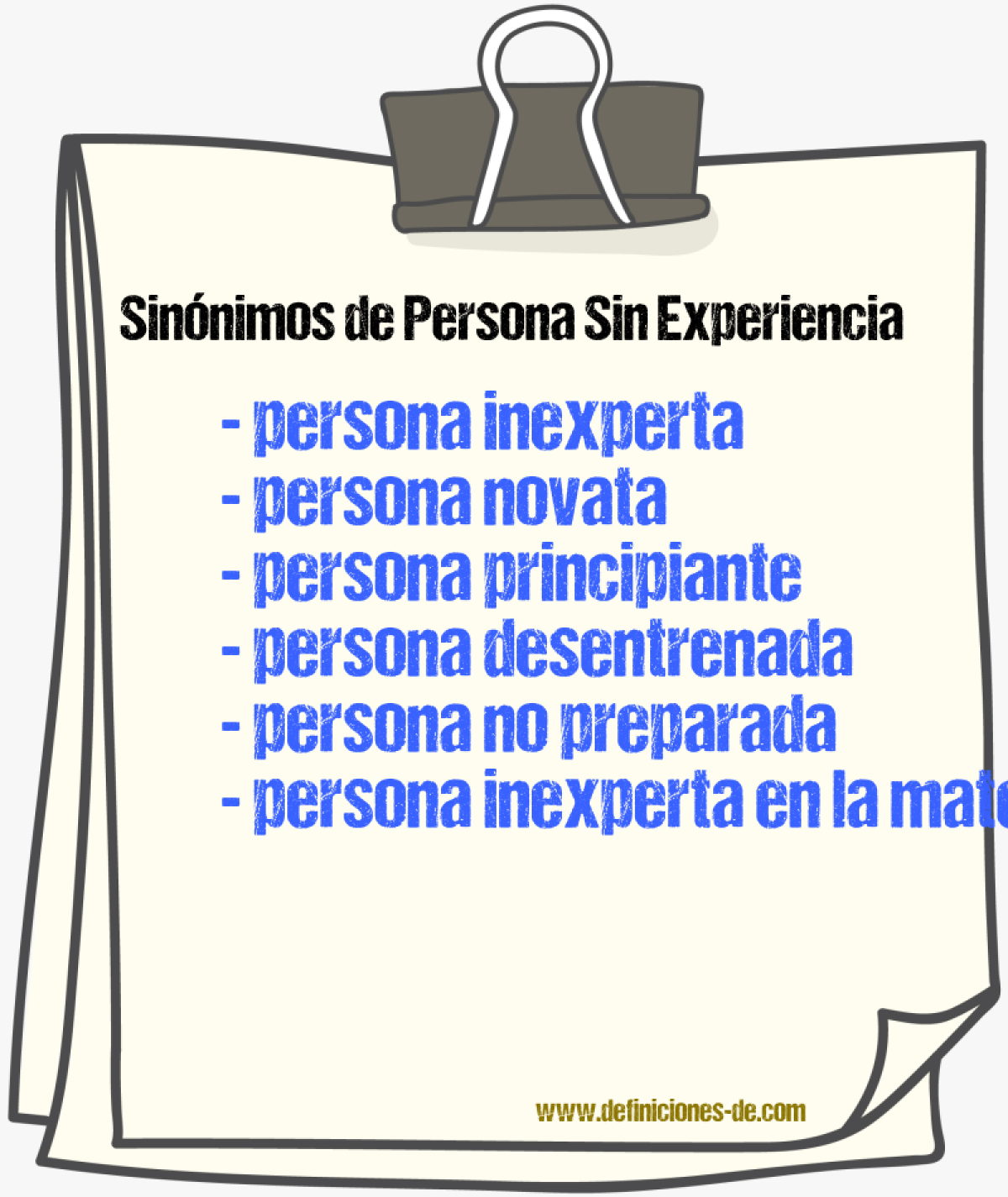 Sinónimos de persona sin experiencia