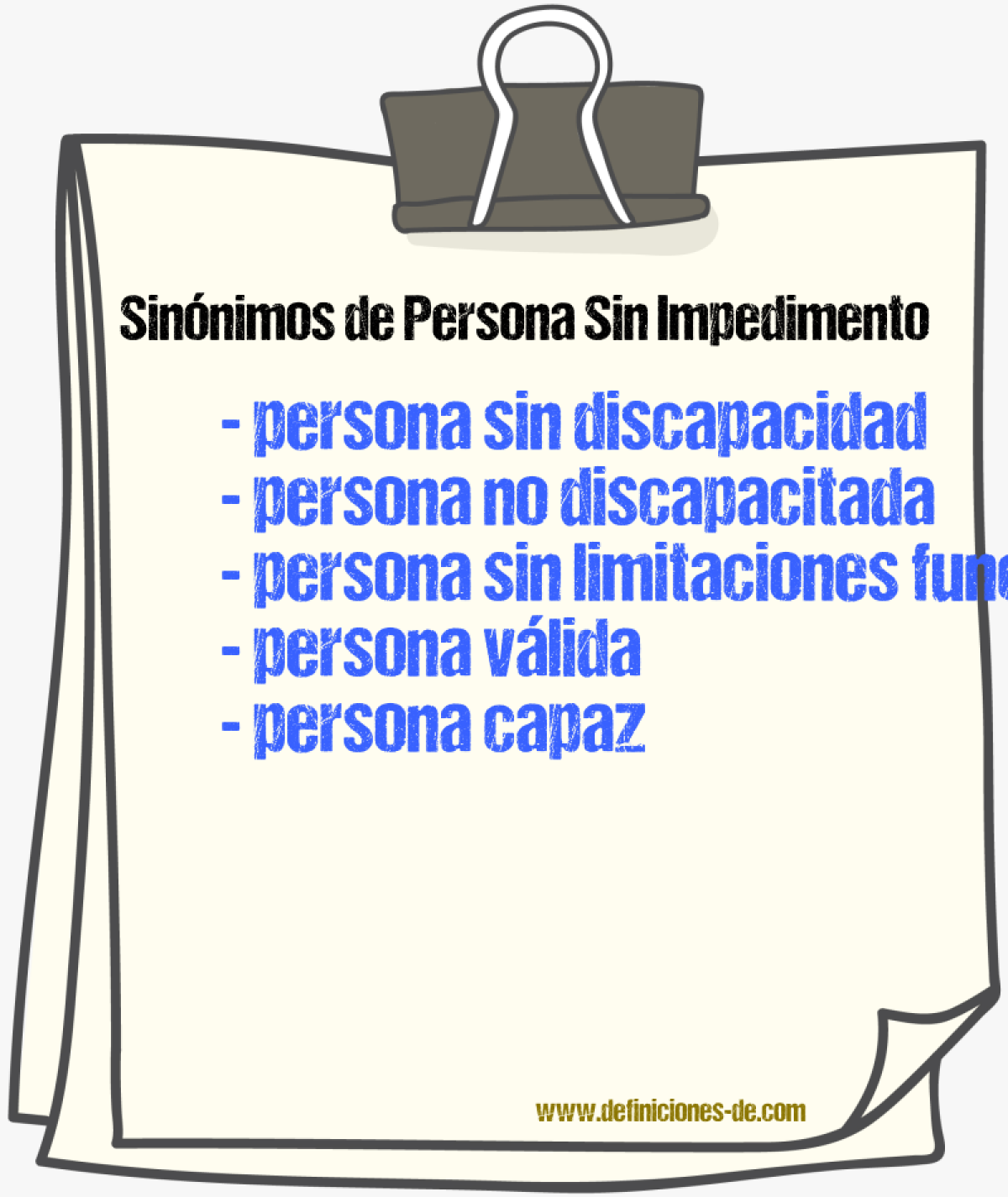 Sinónimos de persona sin impedimento