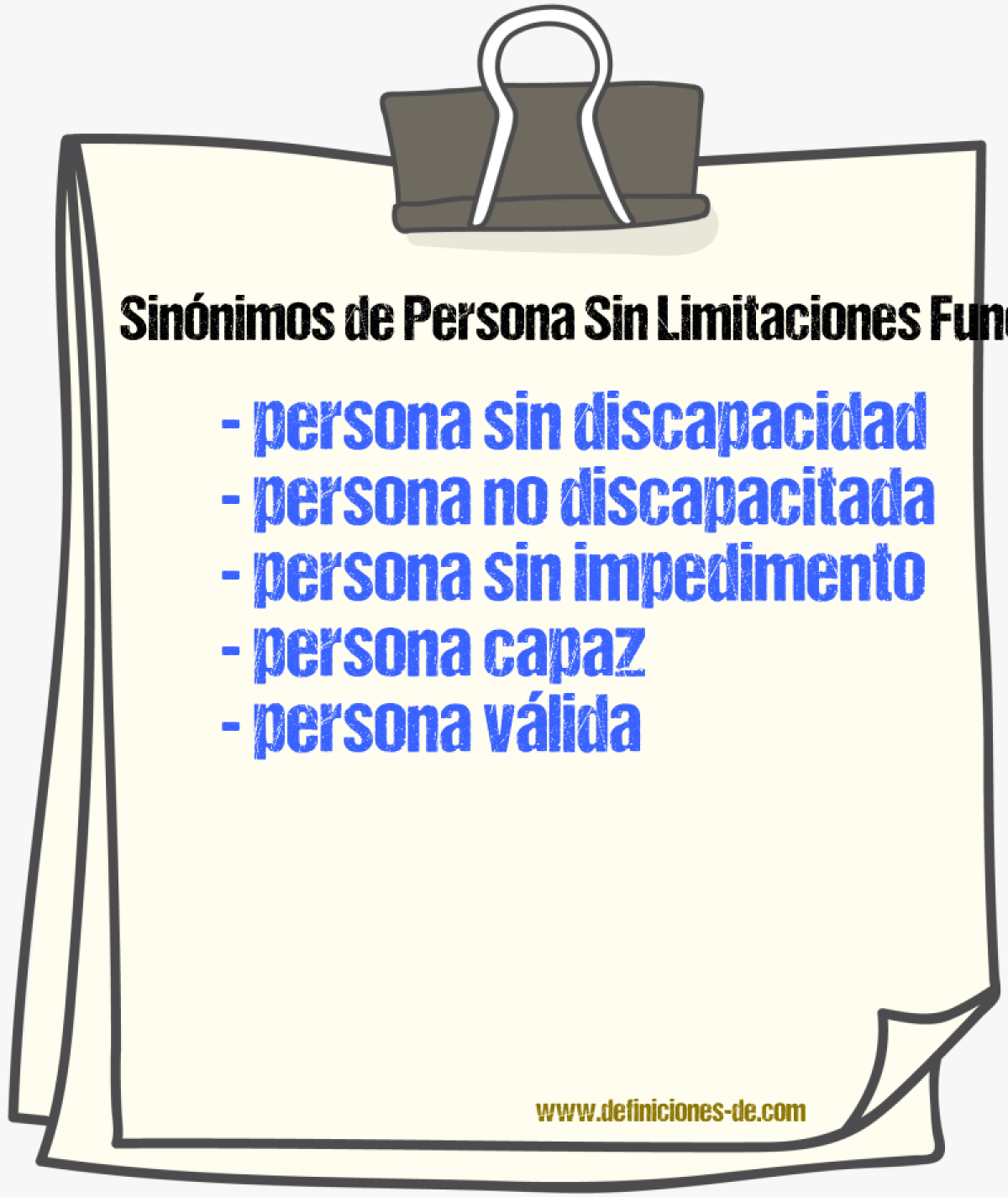 Sinónimos de persona sin limitaciones funcionales