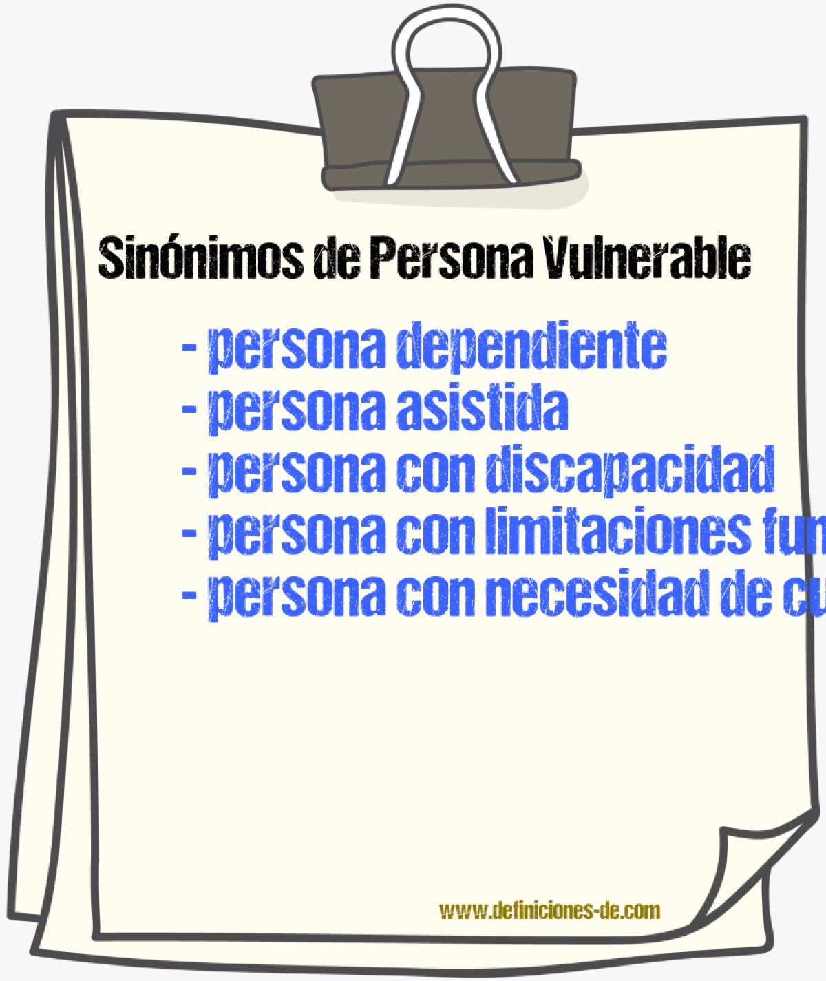 Sinónimos de persona vulnerable