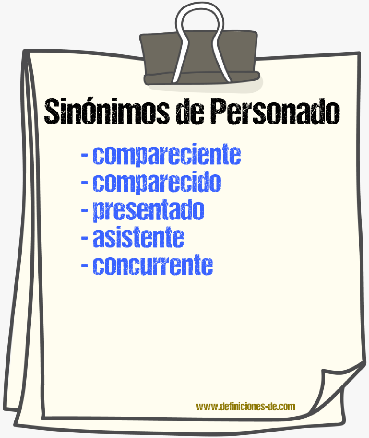 Sinónimos de personado