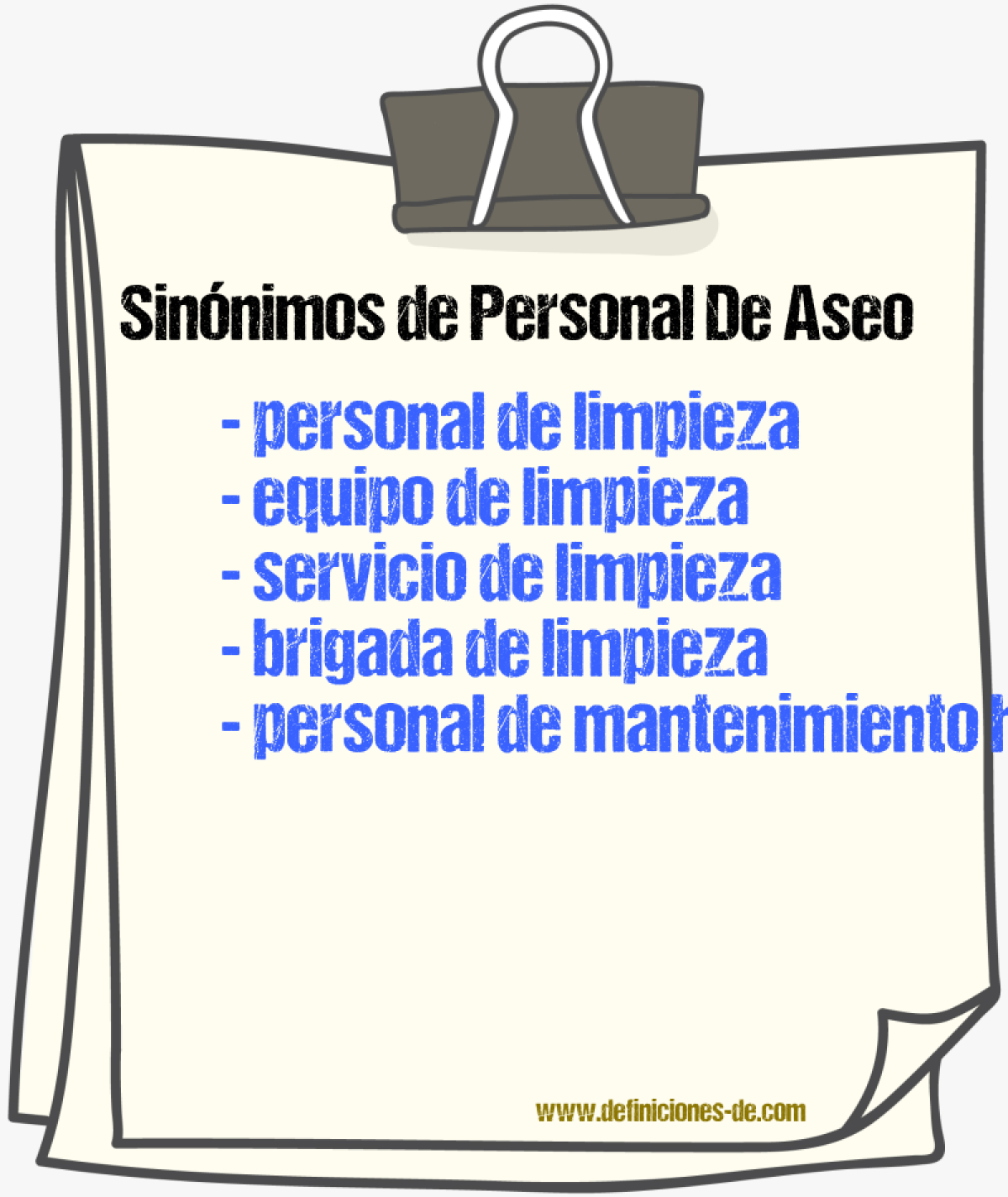 Sinónimos de personal de aseo