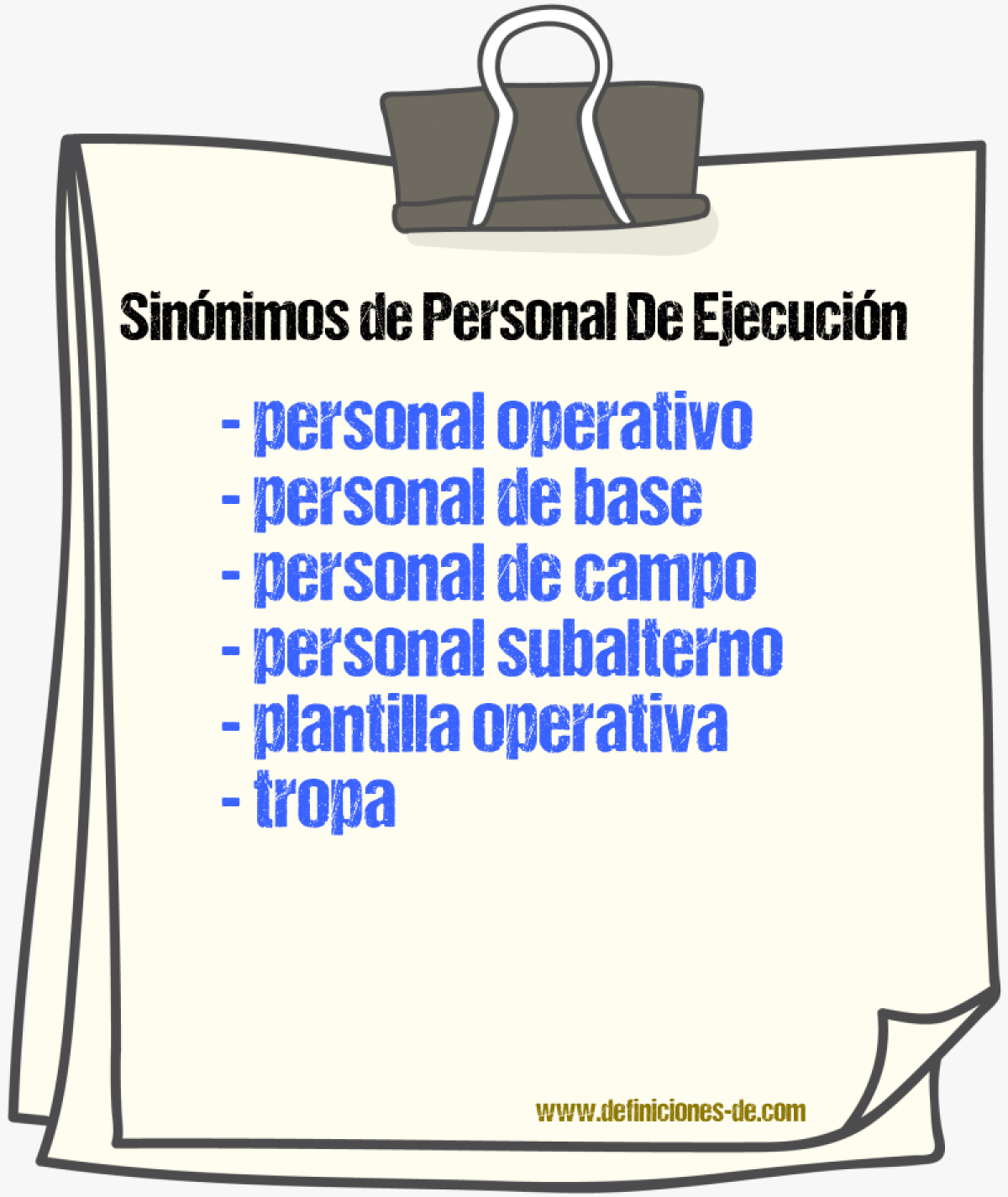 Sinónimos de personal de ejecución