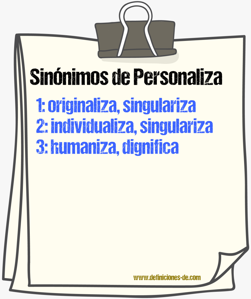 Sinónimos de personaliza
