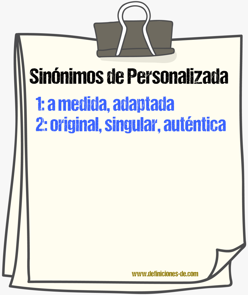 Sinónimos de personalizada