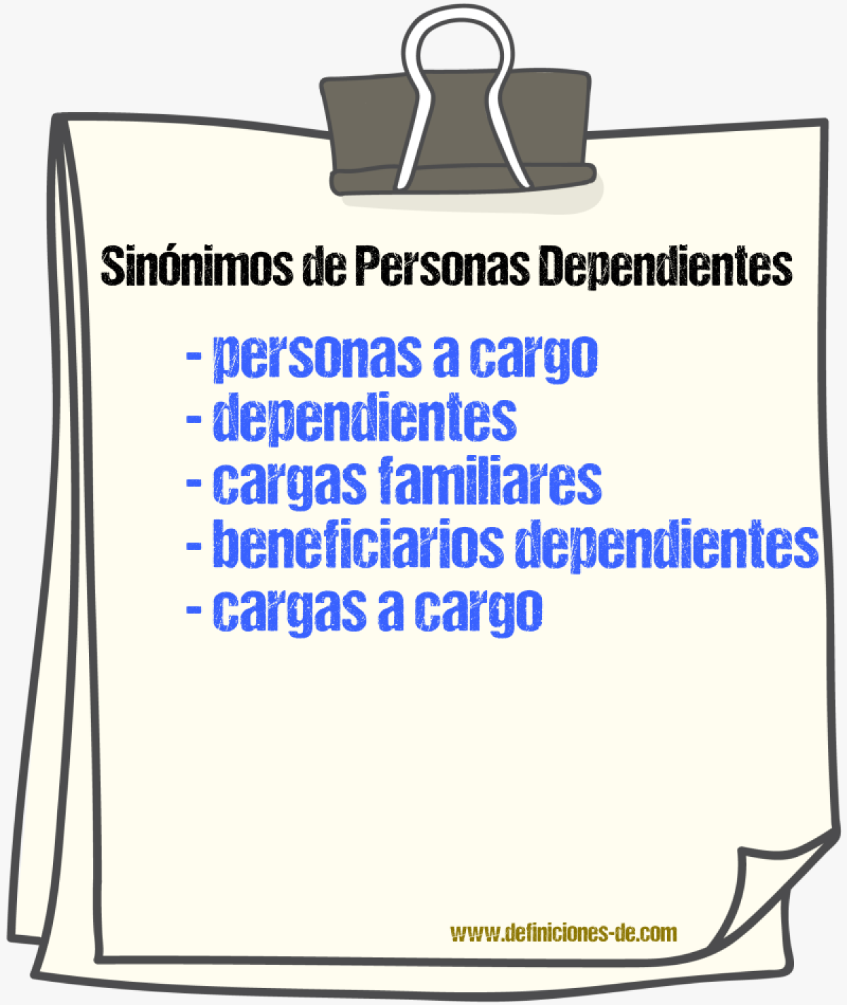 Sinónimos de personas dependientes