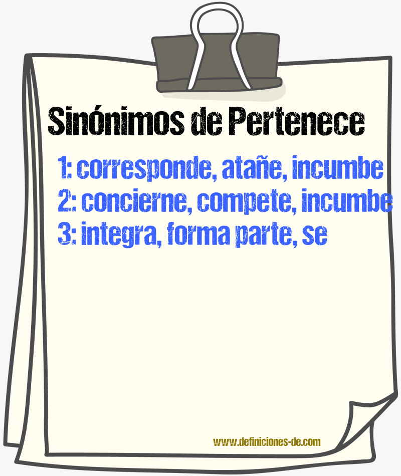 Sinónimos de pertenece