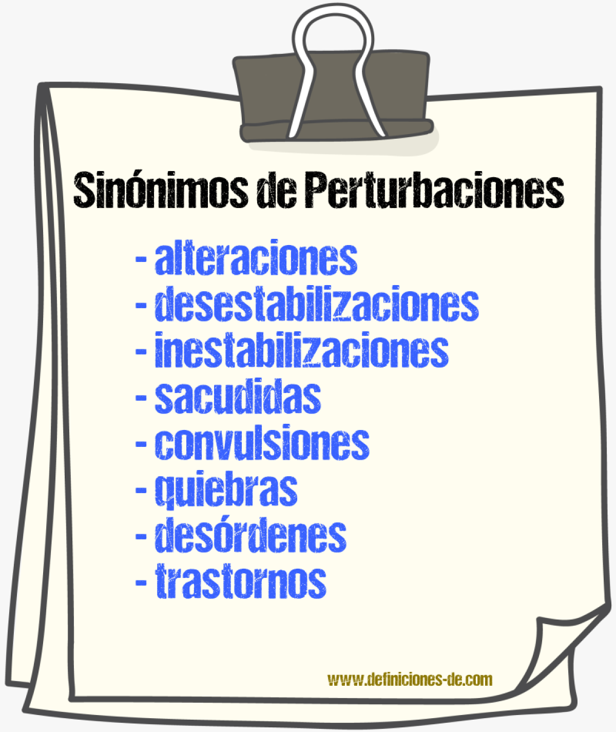 Sinónimos de perturbaciones