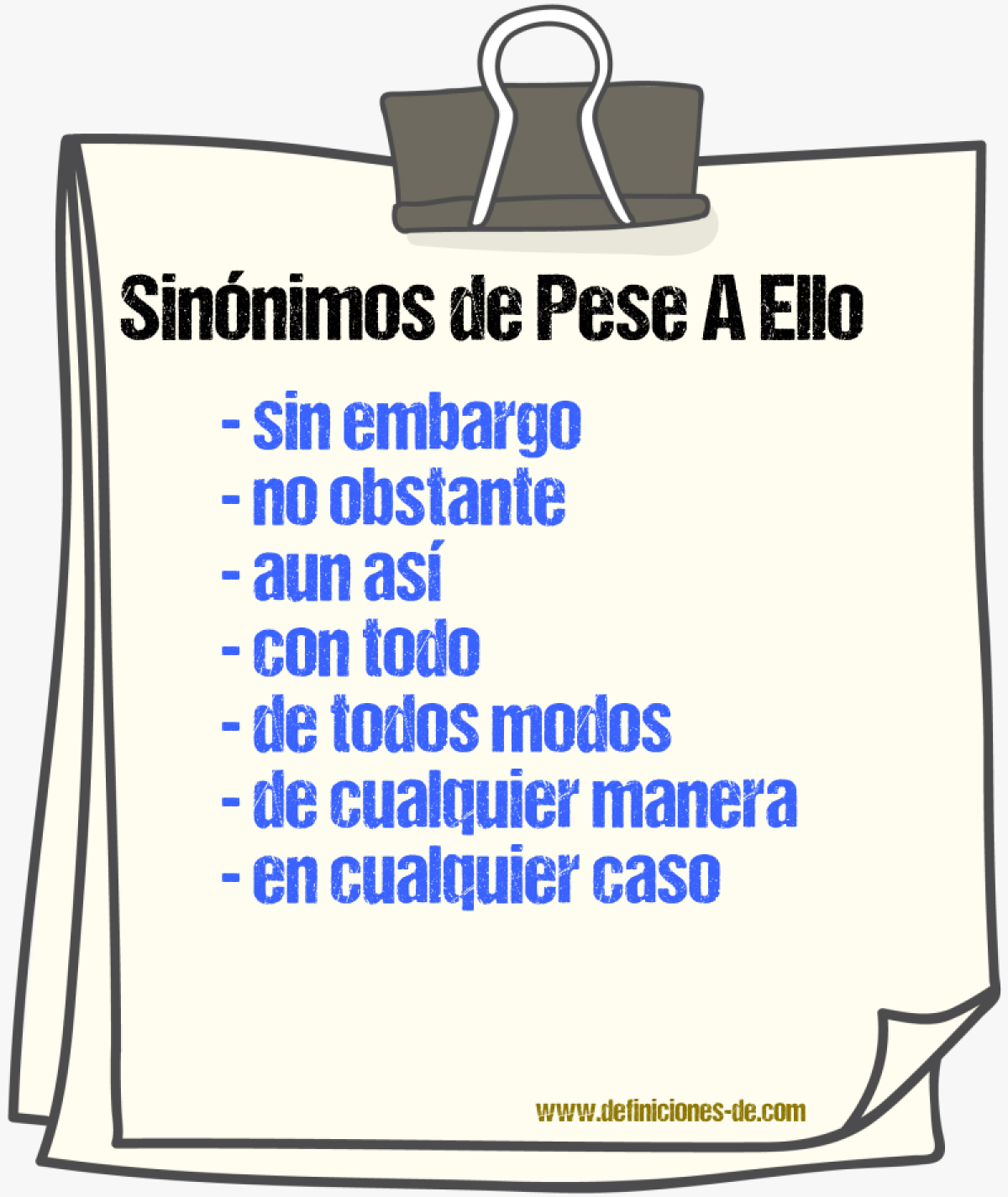 Sinónimos de pese a ello