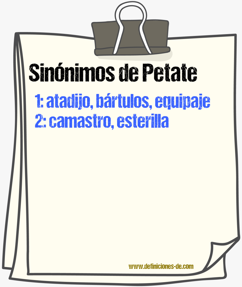 Sinnimos de petate