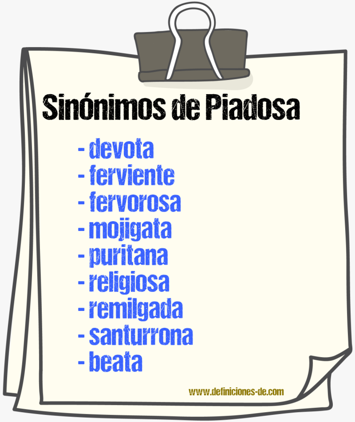 Sinnimos de piadosa