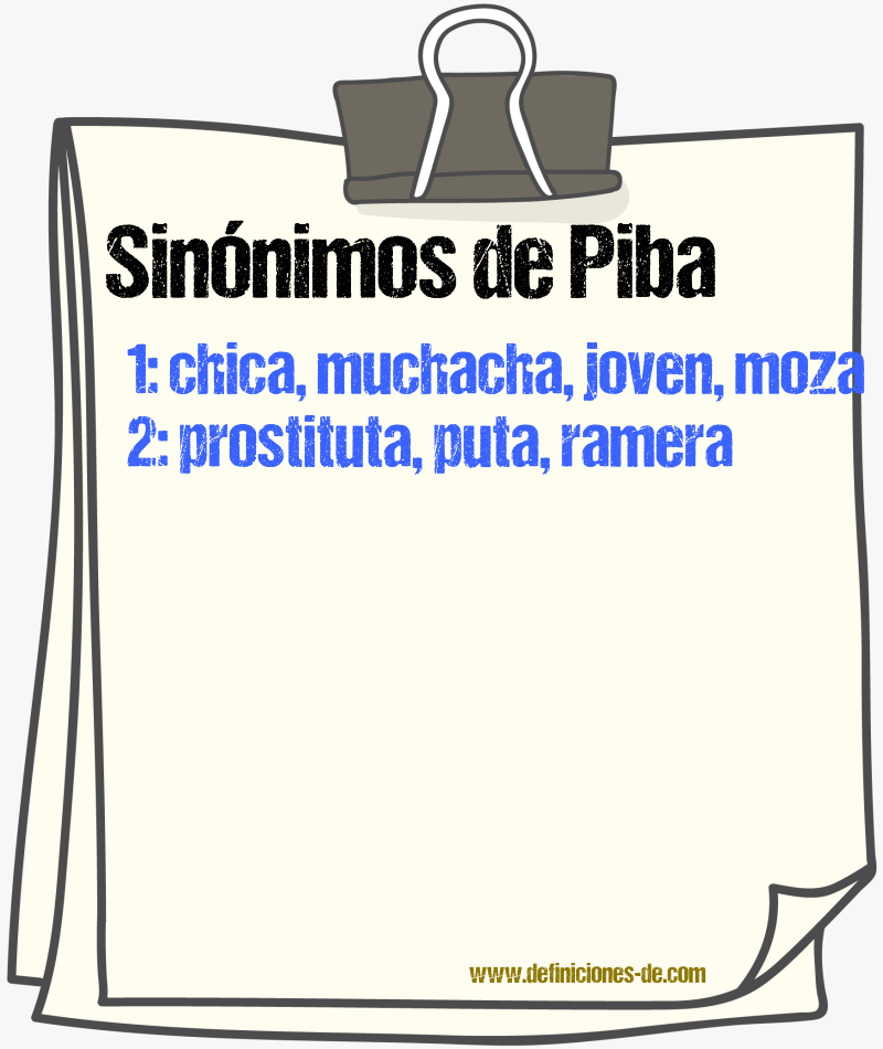 Sinónimos de piba