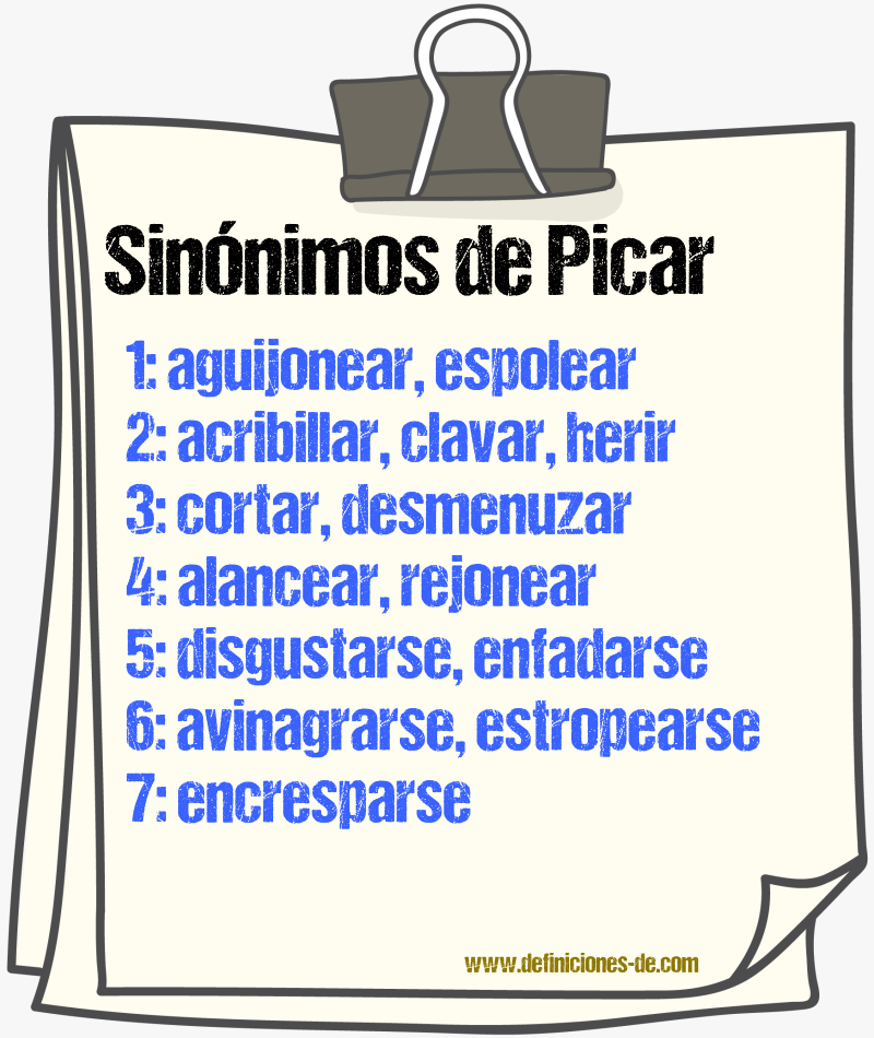 Sinnimos de picar