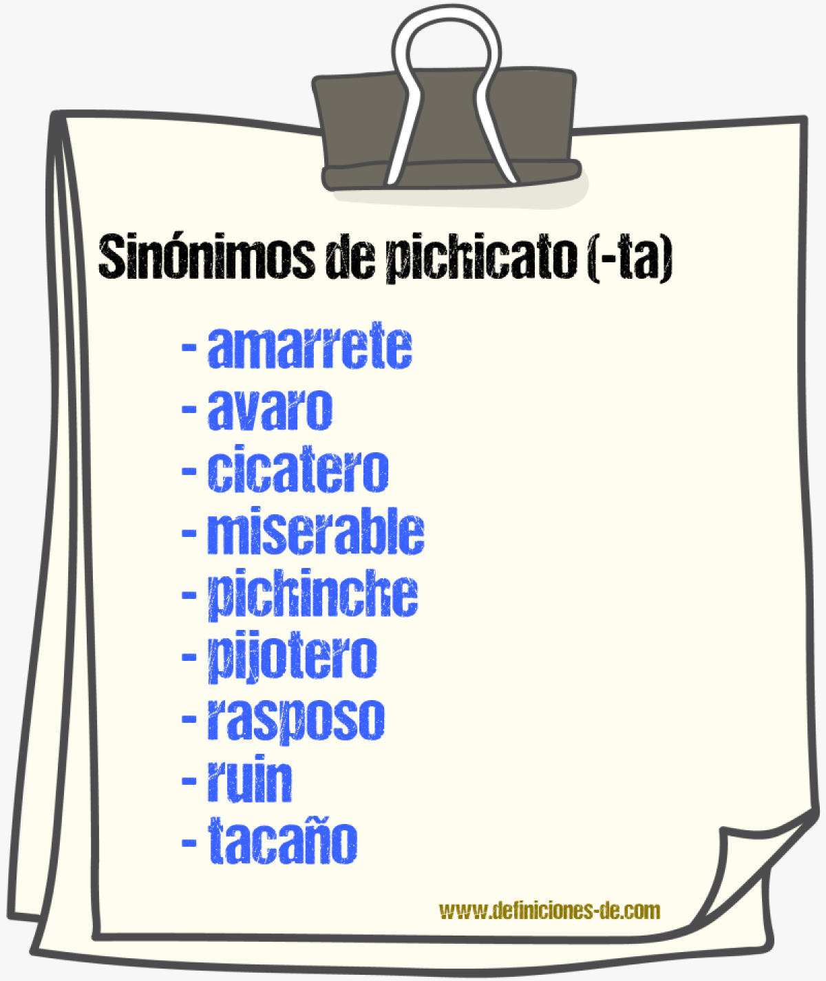 Sinnimos de pichicato