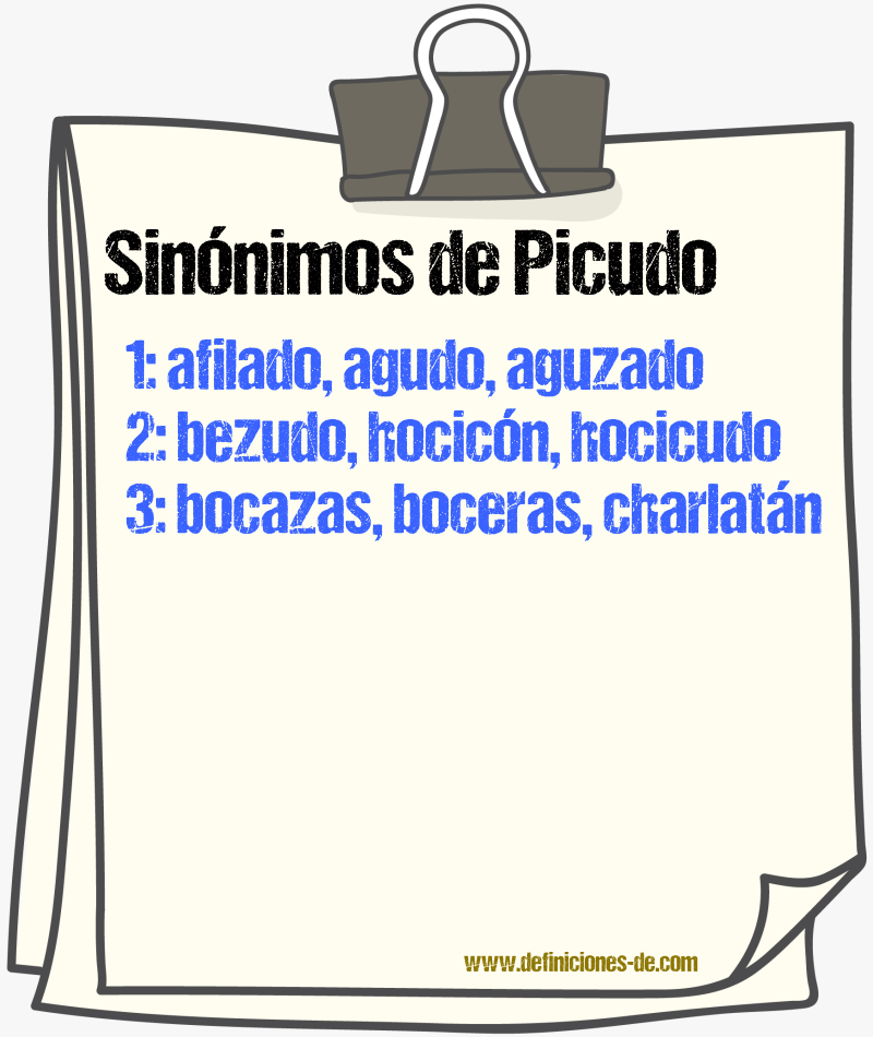 Sinnimos de picudo