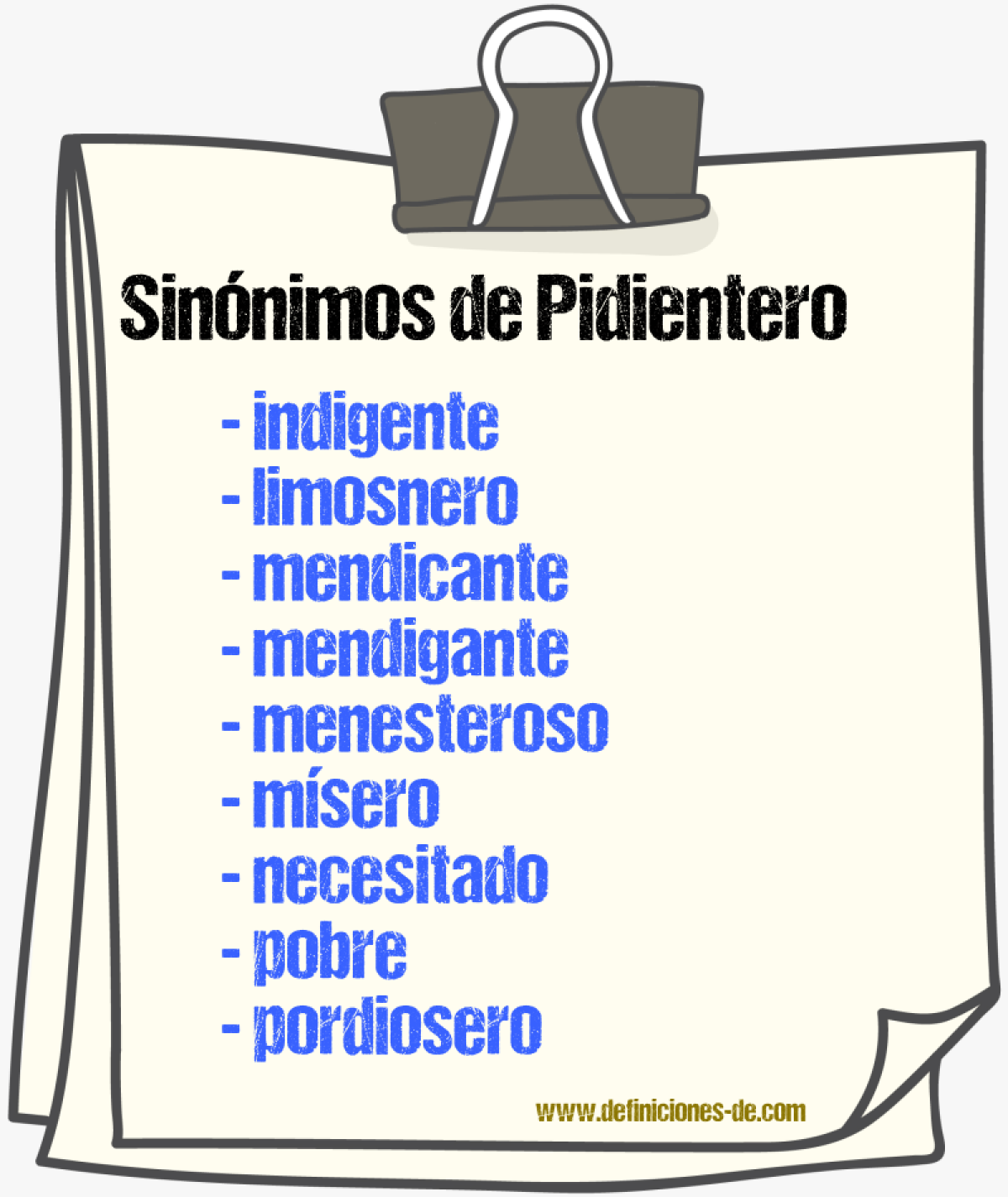 Sinnimos de pidientero