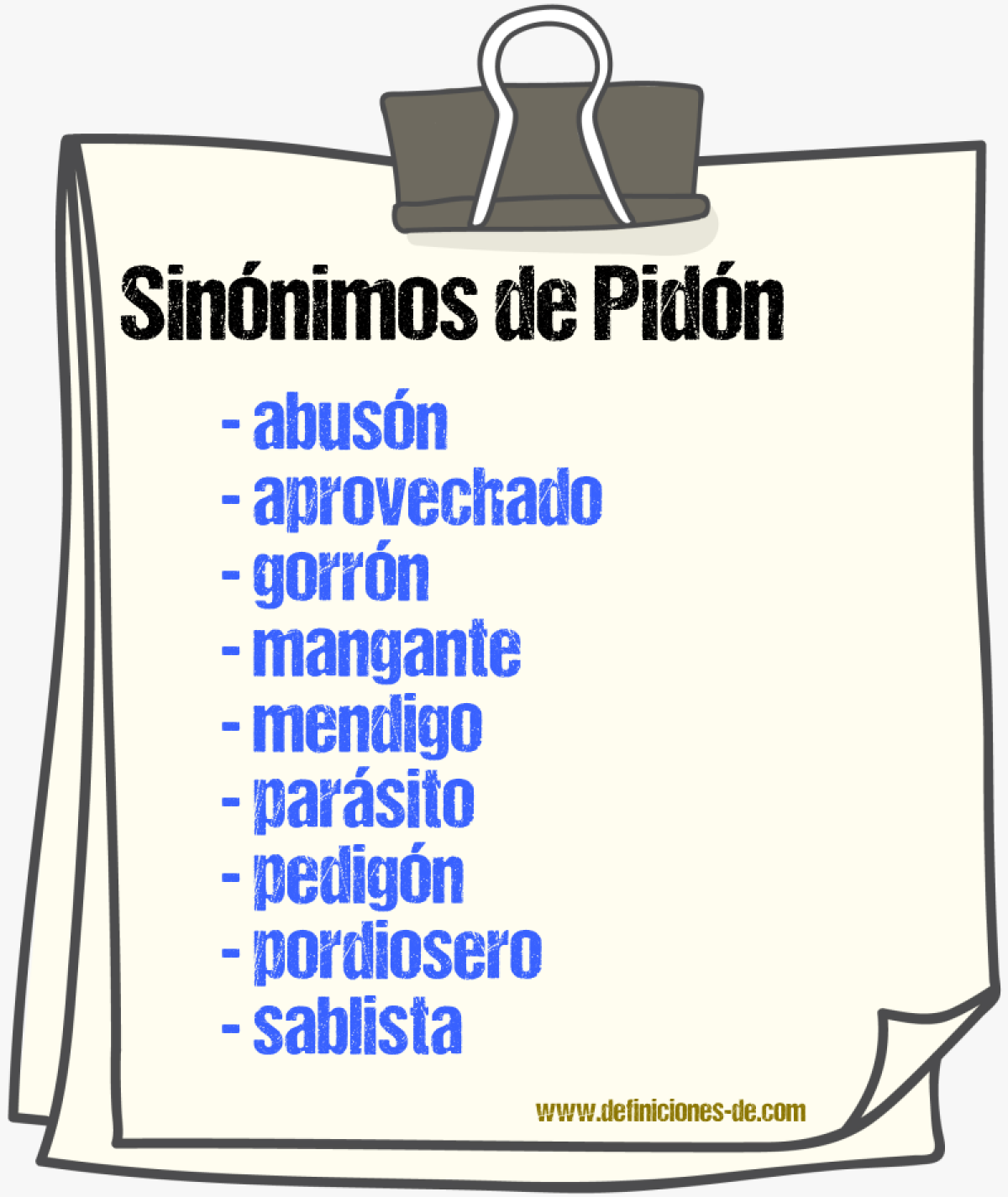 Sinnimos de pidn