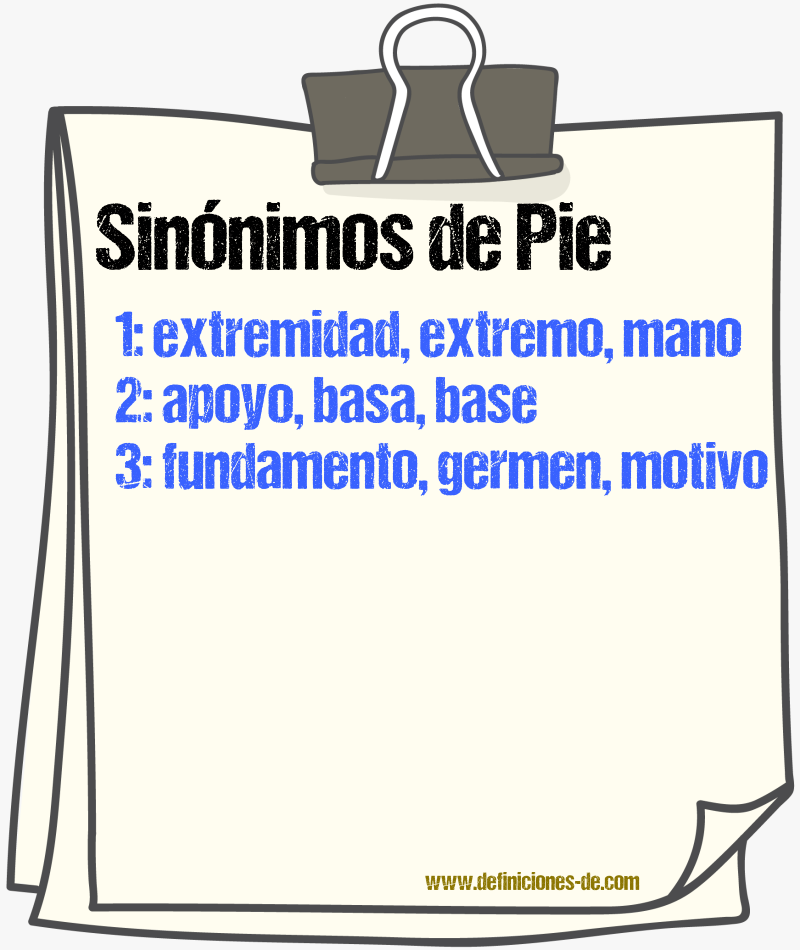 Sinnimos de pie