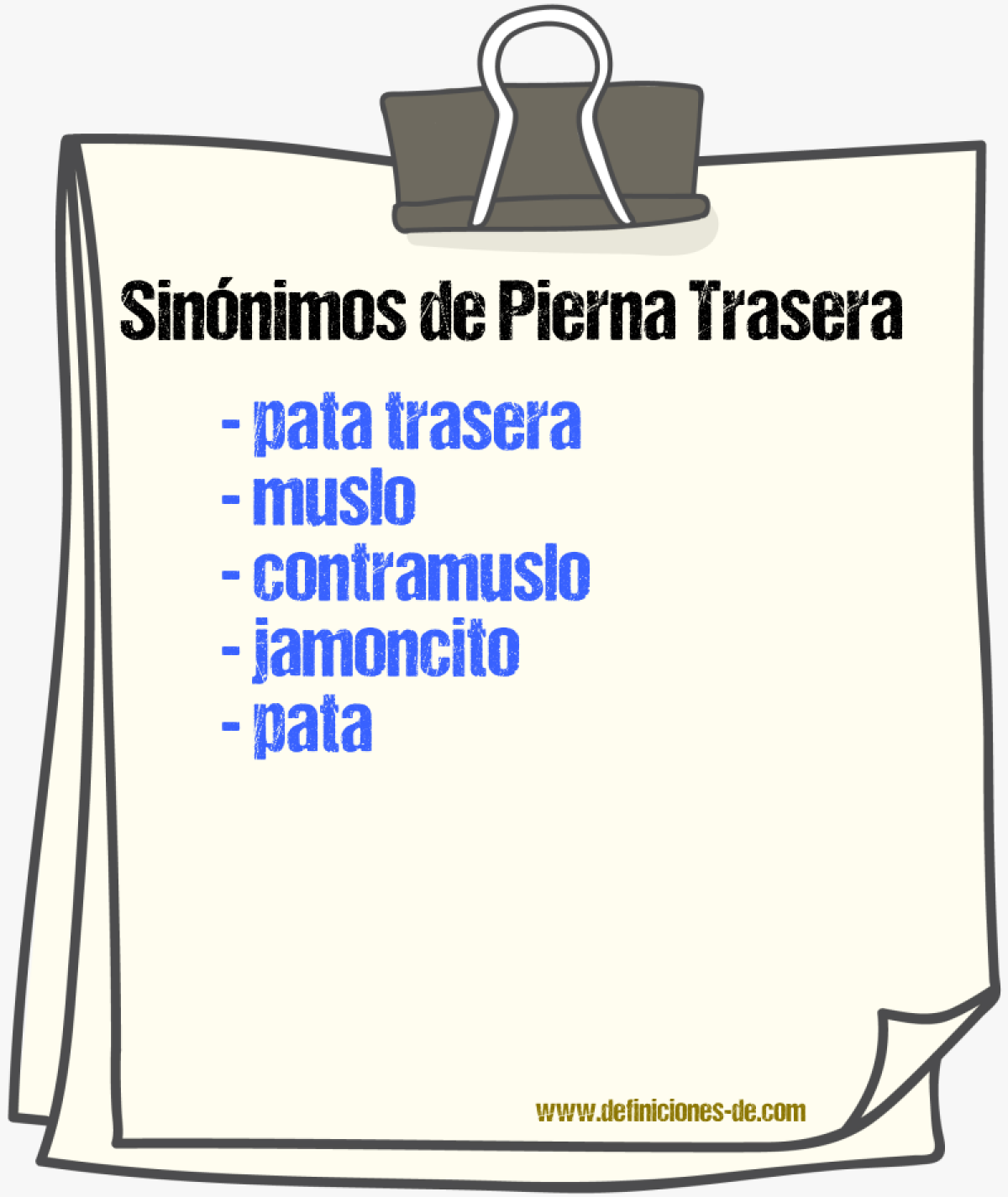 Sinónimos de pierna trasera
