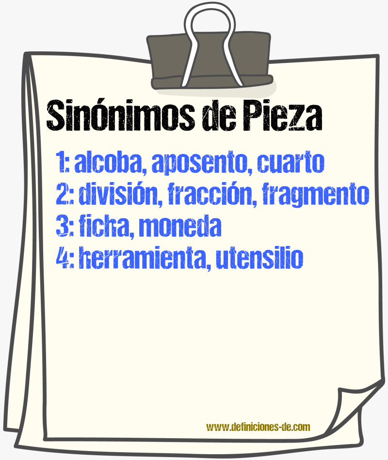 Sinnimos de pieza