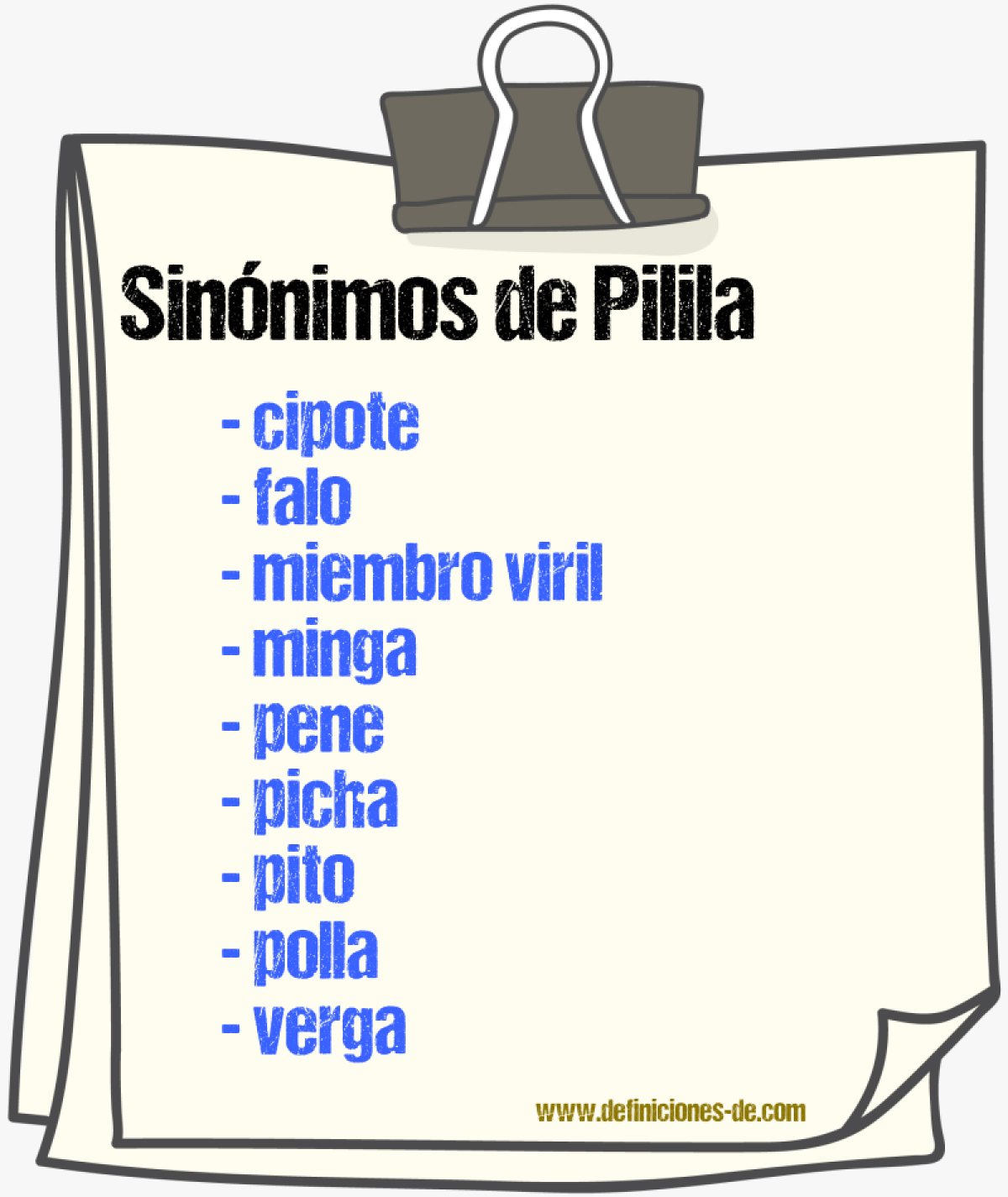 Sinnimos de pilila