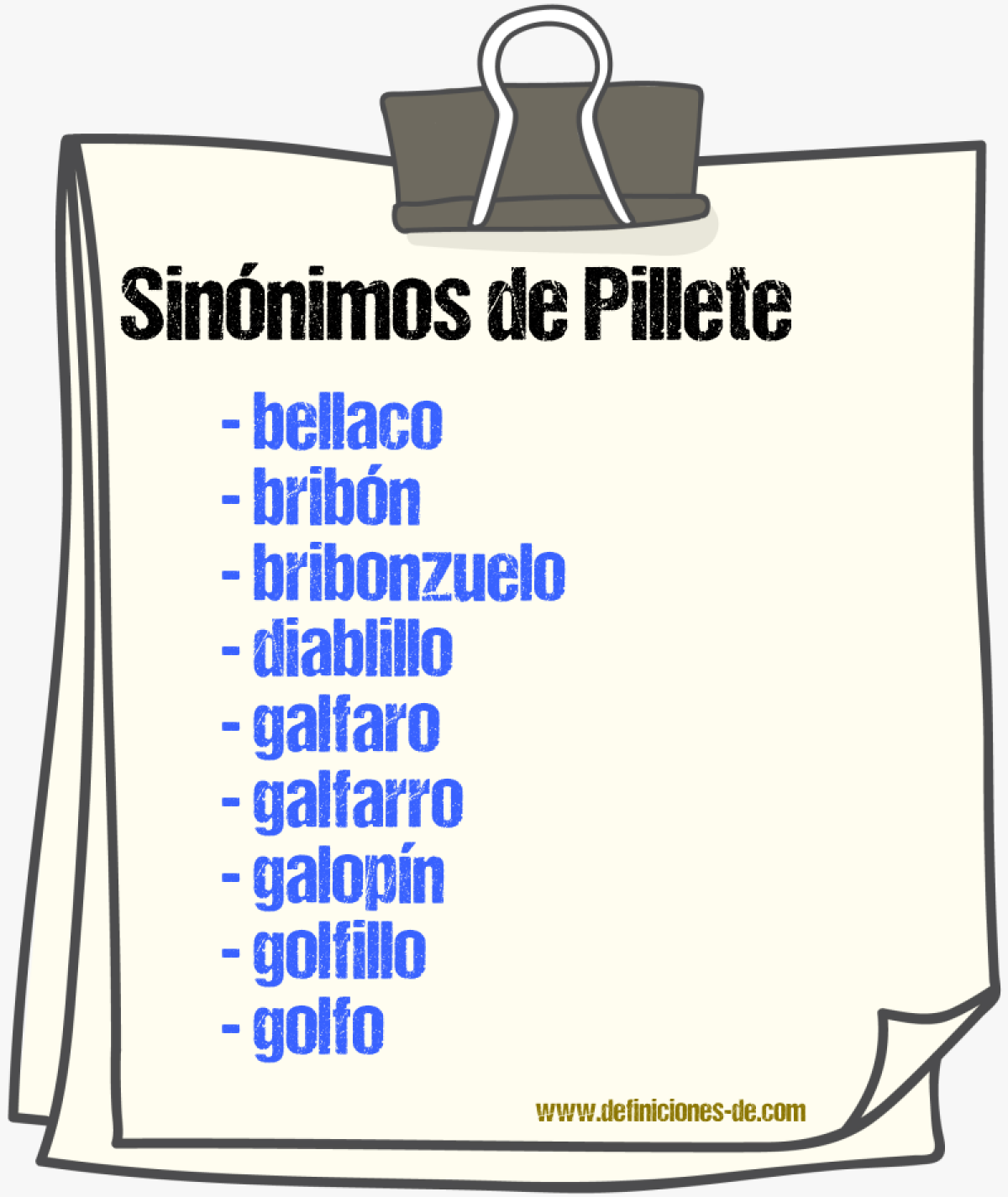 Sinnimos de pillete