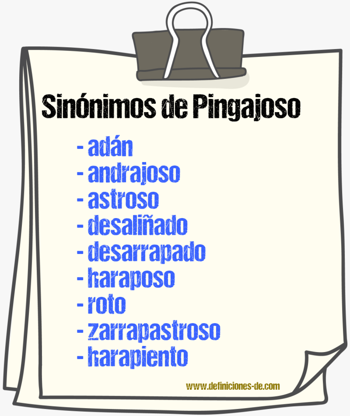 Sinnimos de pingajoso