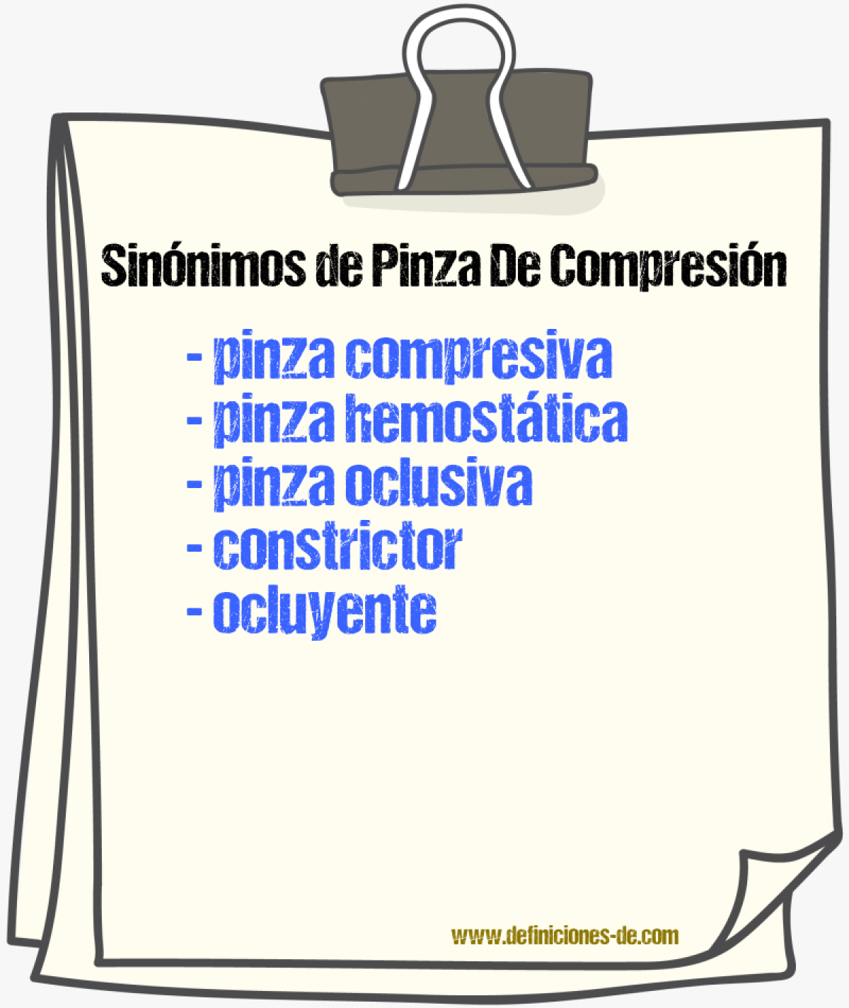 Sinónimos de pinza de compresión