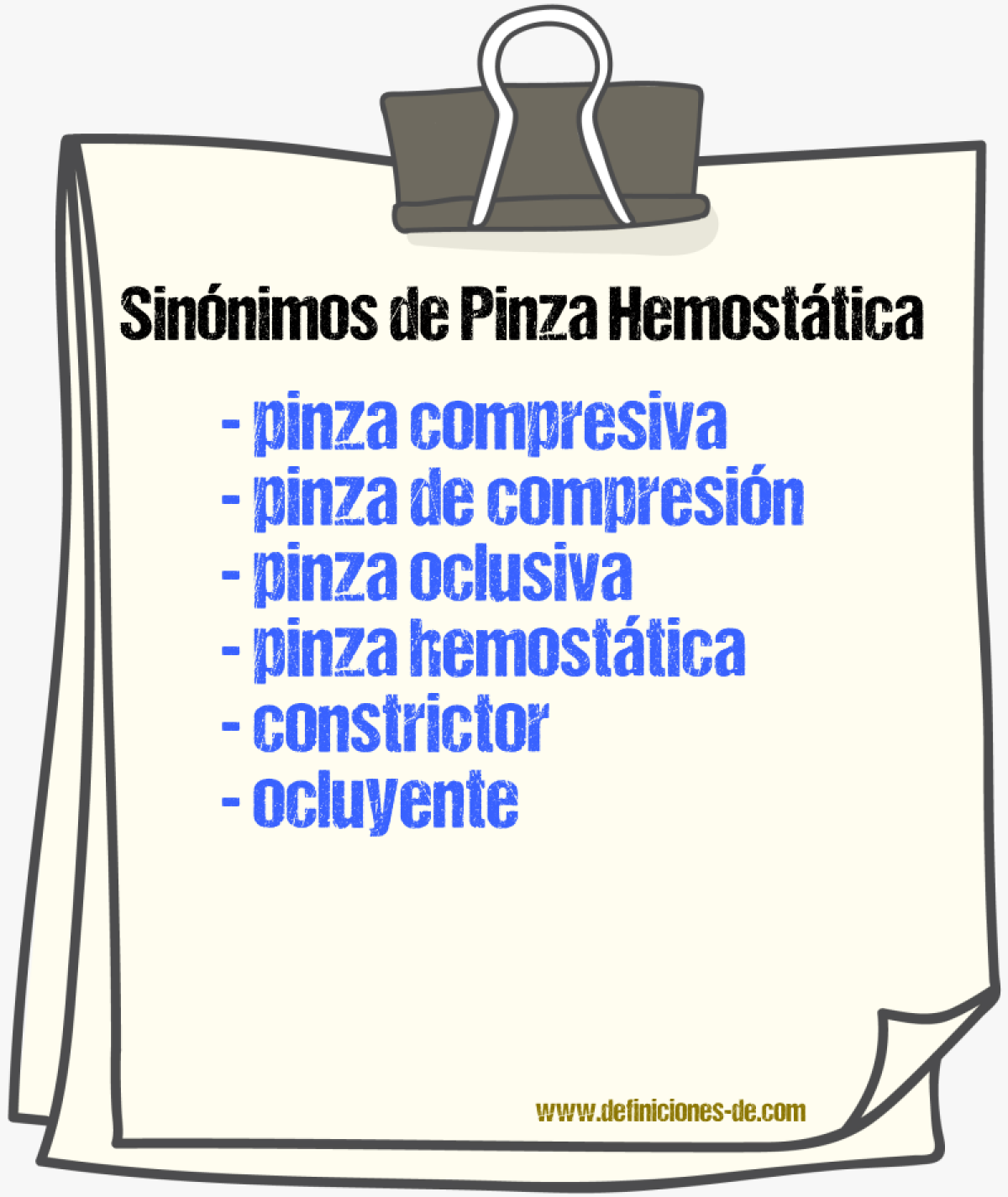 Sinónimos de pinza hemostática