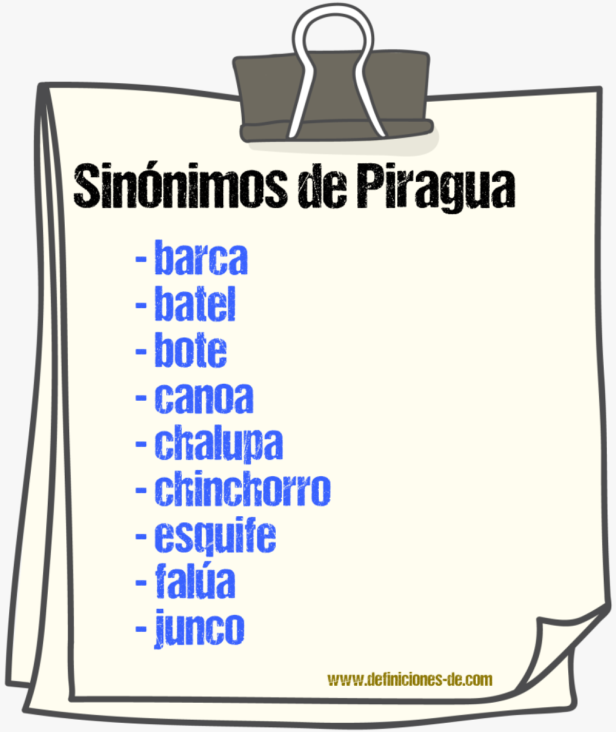 Sinnimos de piragua