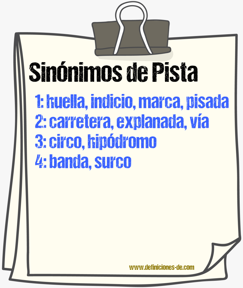 Sinnimos de pista