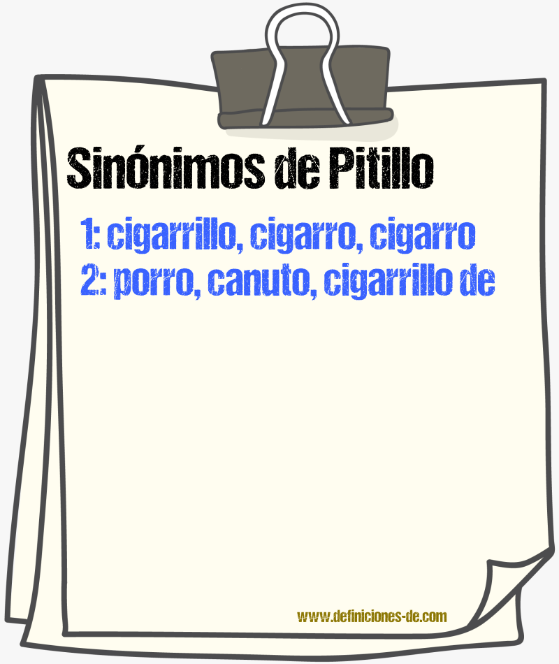 Sinónimos de pitillo