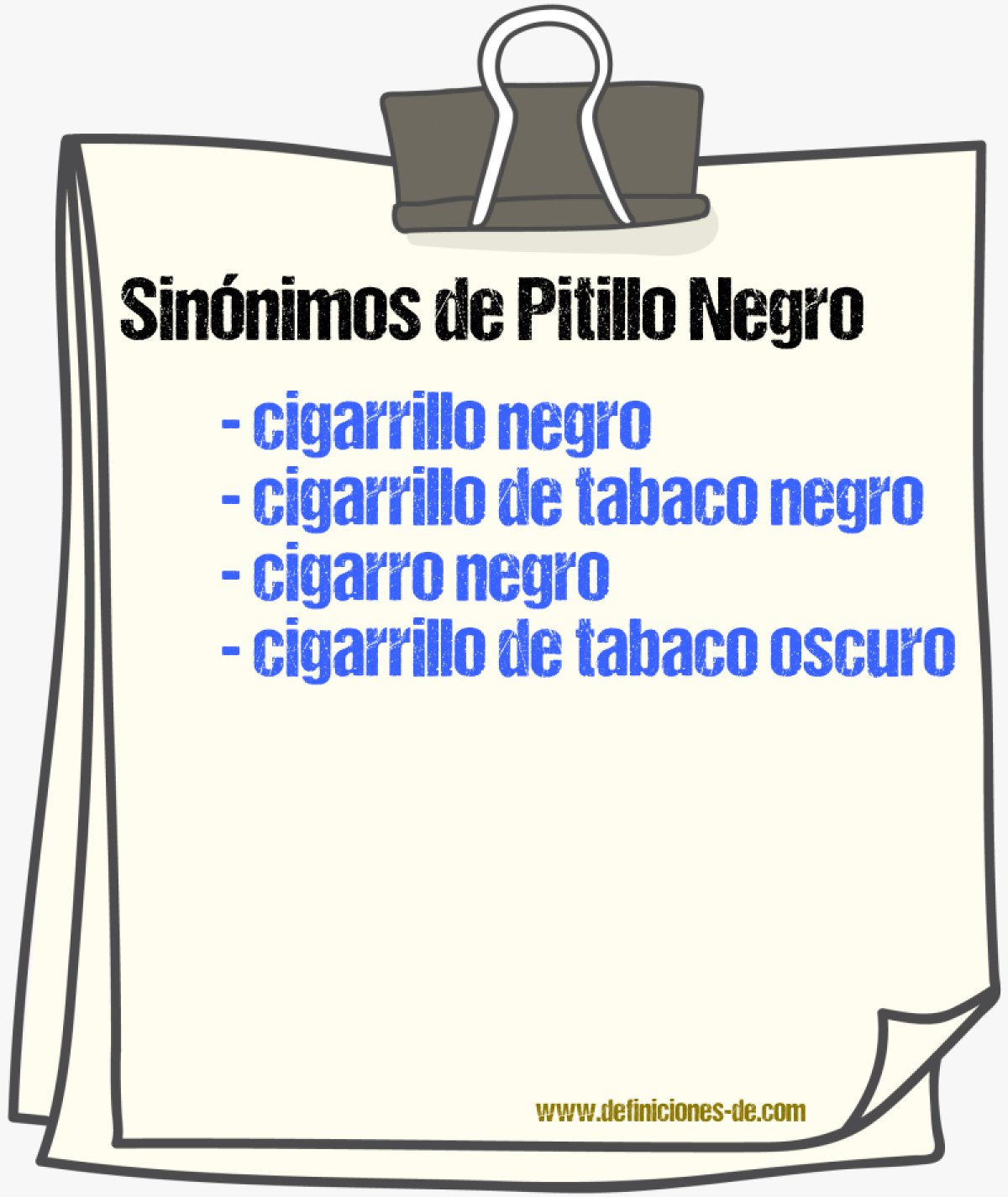 Sinónimos de pitillo negro