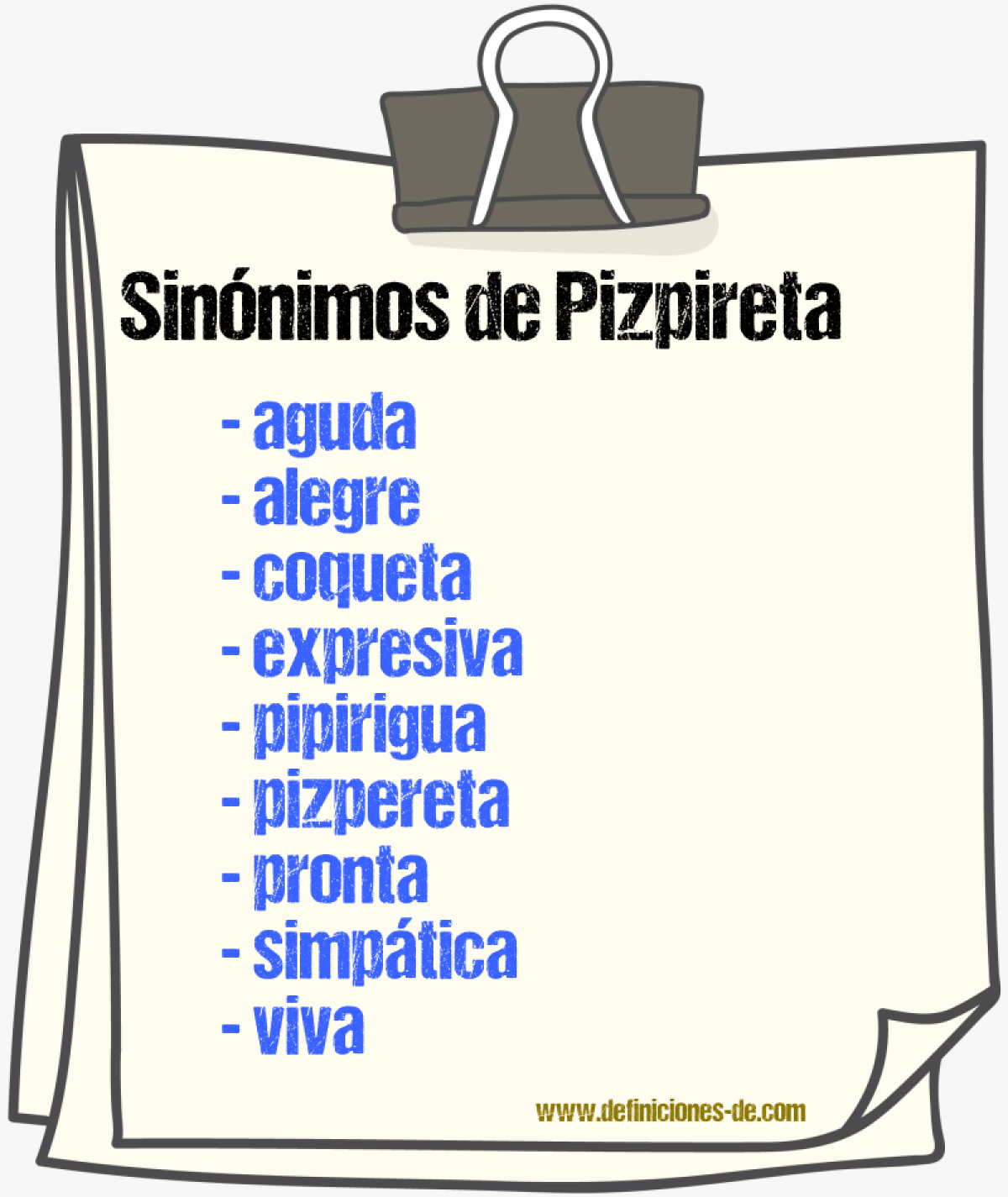 Sinnimos de pizpireta