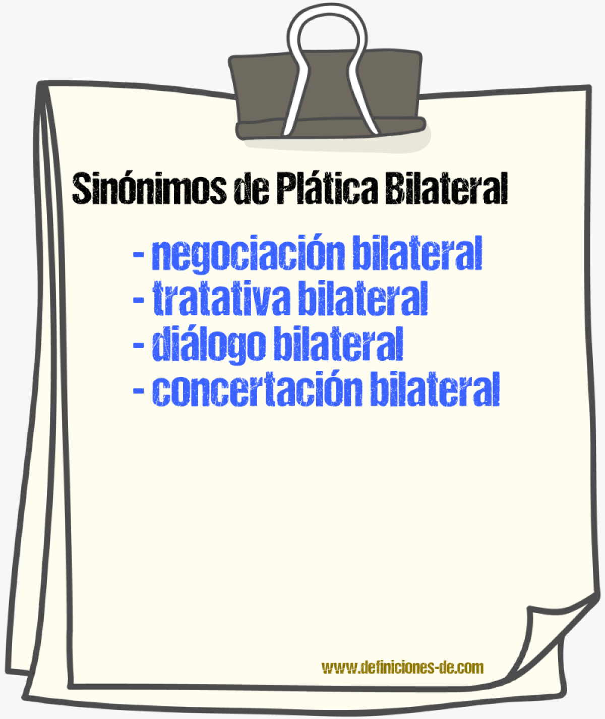 Sinónimos de plática bilateral