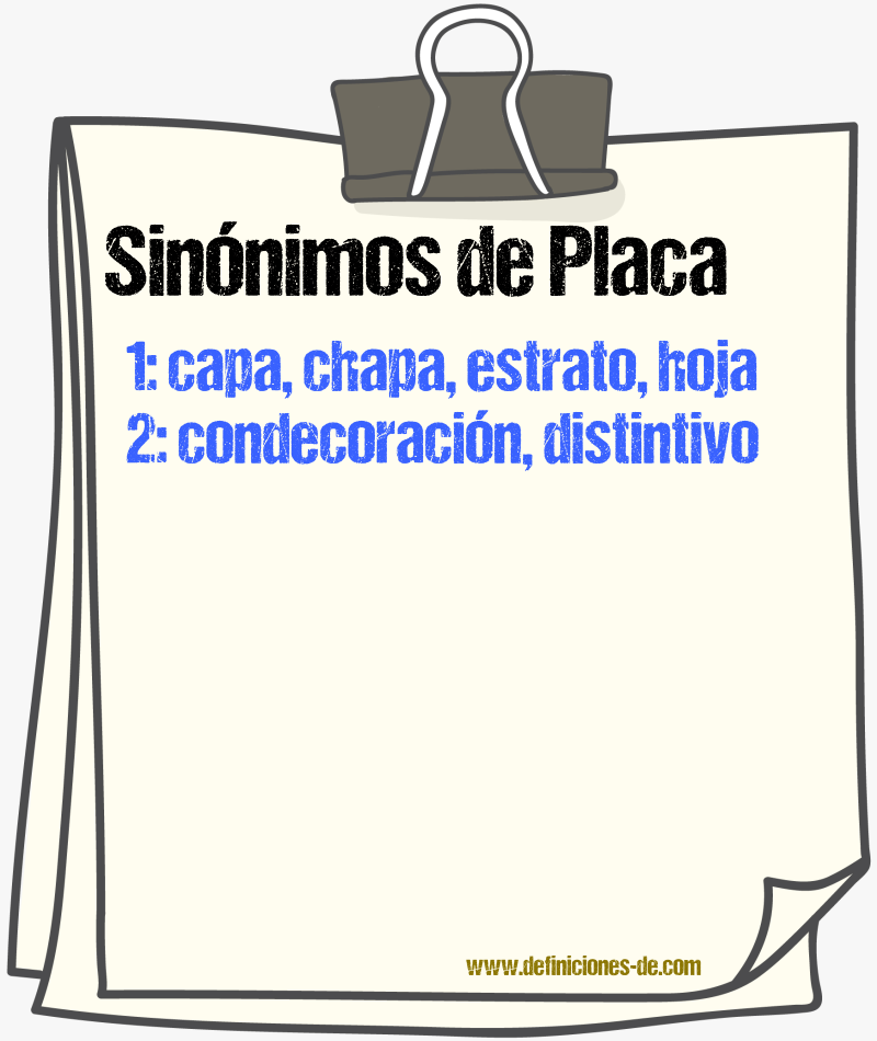 Sinnimos de placa