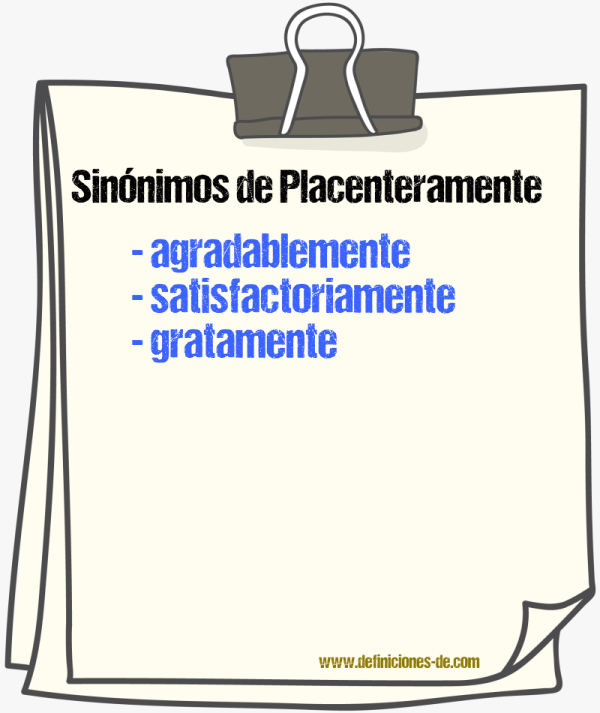 Sinnimos de placenteramente