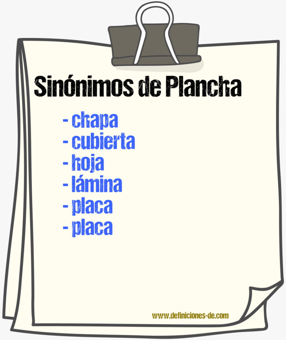 Sinnimos de plancha