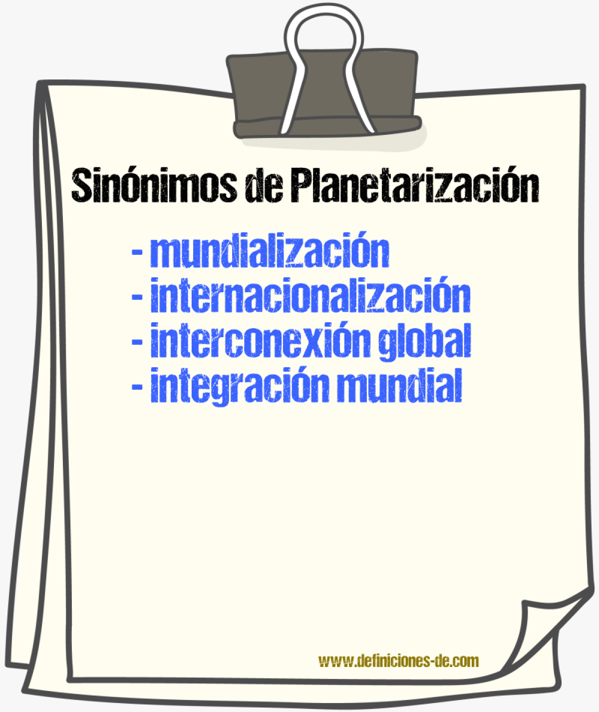 Sinónimos de planetarización